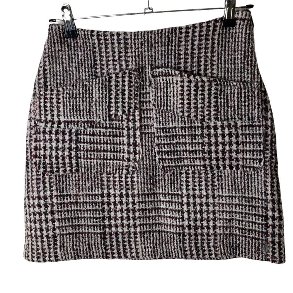 Line & Dot Wool Blend Fully Lined Mini Skirt